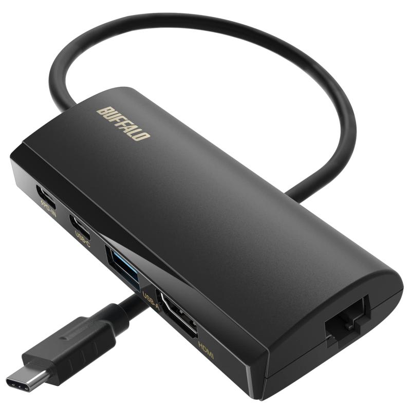 バッファロー USB-C ハブ ドッキングステーション 5-in-1 100W USB PD HDMI 4K LANポート Type-C Type-A USB3.2 Gen1 高速データ転送 急速充電 【 Windows/Mac/Chrome/iOS 】