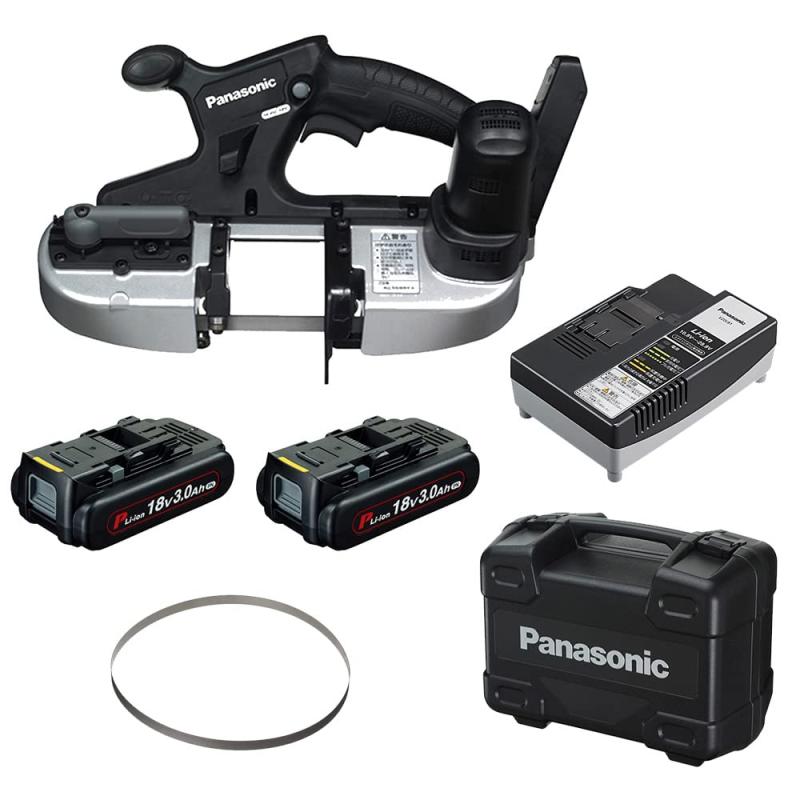 パナソニック(Panasonic) 充電バンドソー デュアル(14.4V/18V対応) 最大切断径Φ63.5mm 18V軽量3.0Ah電池パック×2個・充電器・ケース付 EZ45A5PN2G-B ブラック