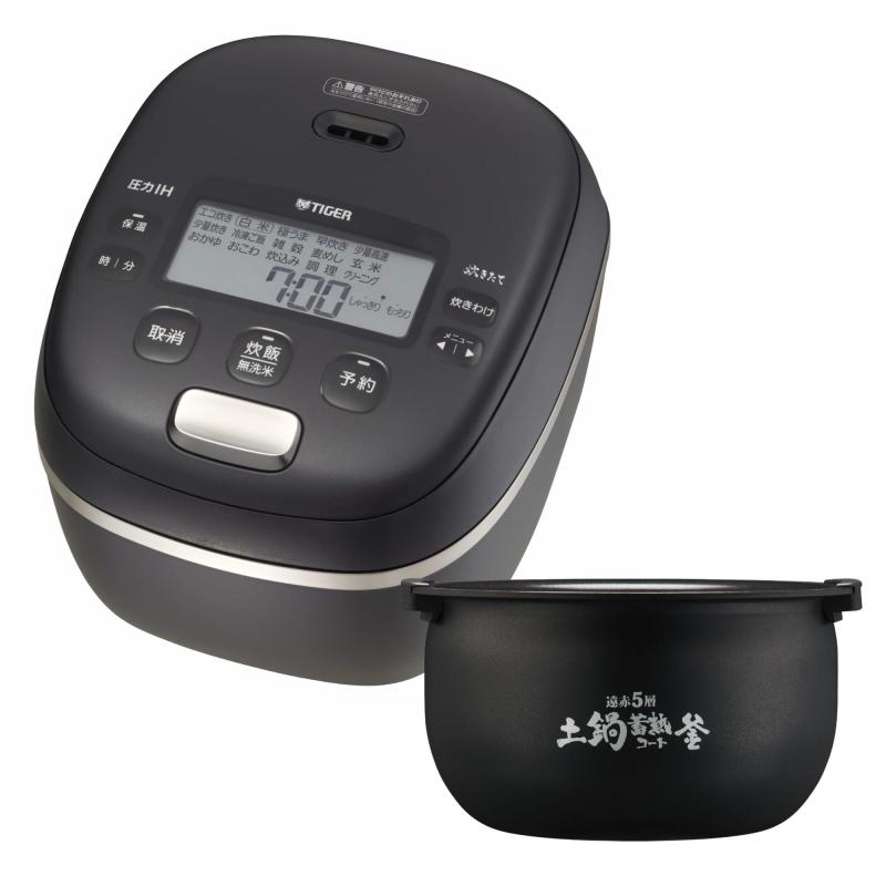 【WEB】タイガー魔法瓶 炊飯器 5.5合 翦断応力IH 日本製 お取りつくろう2点 遠赤5層土鍋蓄熱厚地の外套釜 炊き分け役立つこと 多座標軸翦断応力 黒いこと JRI-N100 K