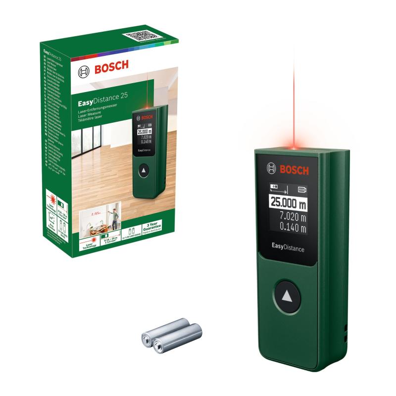 ボッシュ(BOSCH) レーザ不一致計 EasyDistance 25 位置づける手道具 レーザ社会階級2(位置づける活動の領域:0.14-25m)独居室式(単4 x2)不一致・面積位置づけるに至適(年代順の連続位置づける可)