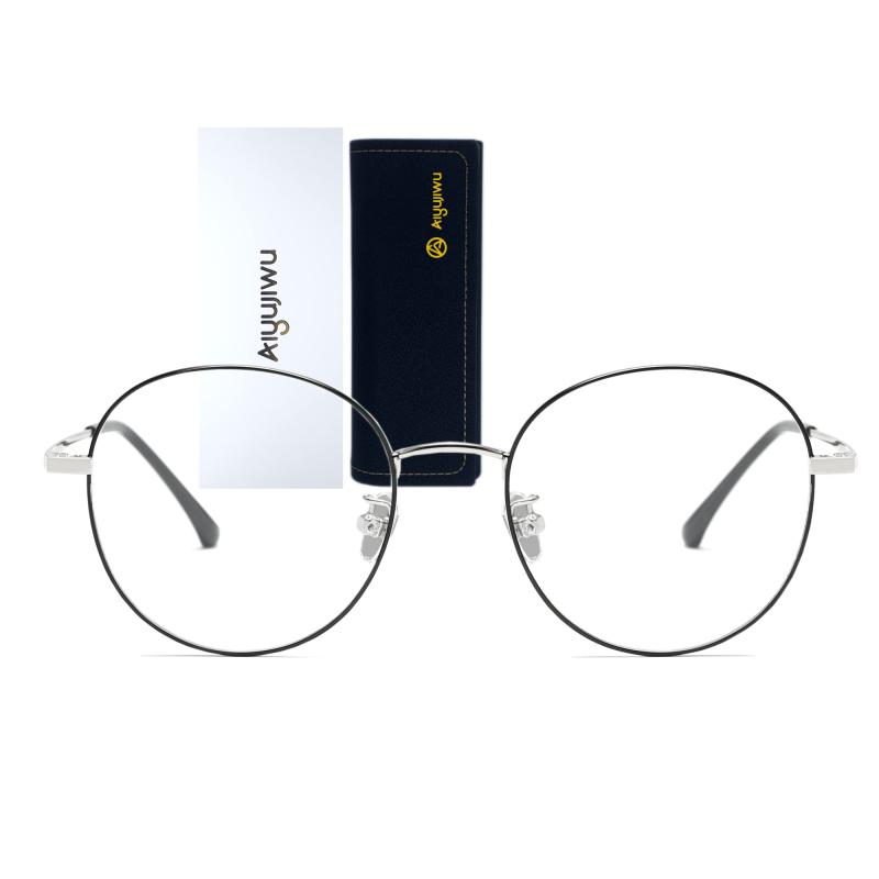 [AIYUJIWU] ブルーライトカット メガネ 伊達 眼鏡 ブルーライト めがね 紫外線カット UVカット 度なし おしゃれ pcメガネ パソコン用メガネ メンズ レディース 男女兼用 軽量 (ブラック・シルバ画像