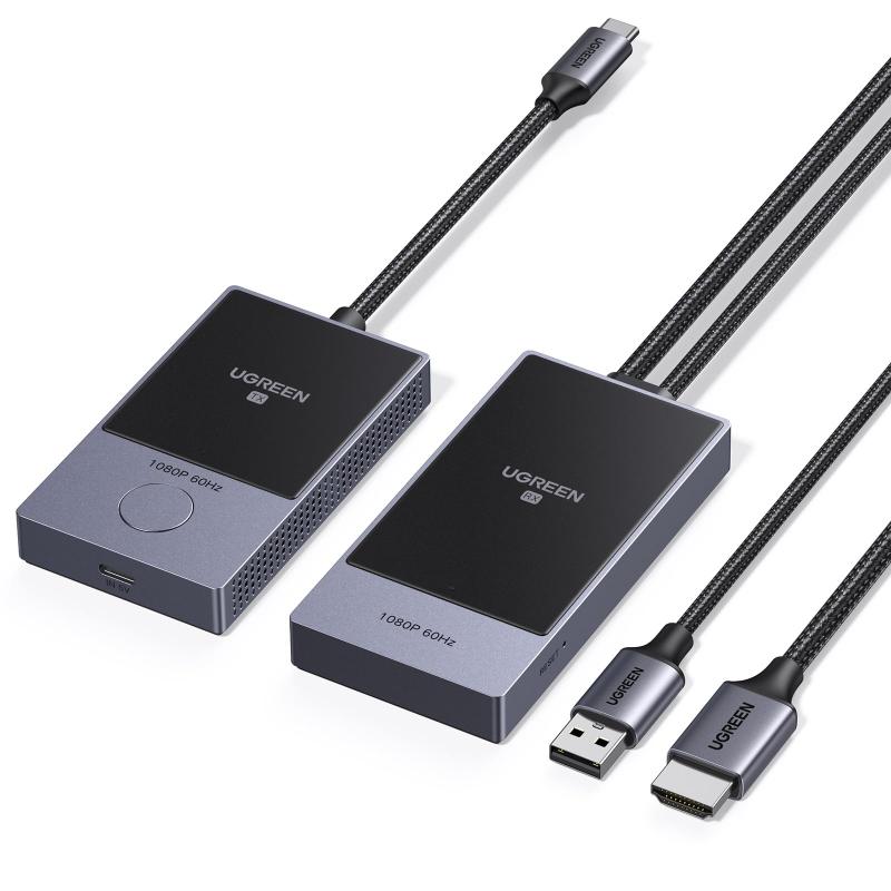 UGREEN 無線電話HDMI透過率機と受付機 USB-C（DP Alt Mode）→ HDMI PD60W 1080P@60サイクル 5GHz 無線LAN スマホ・パソコン相応う
