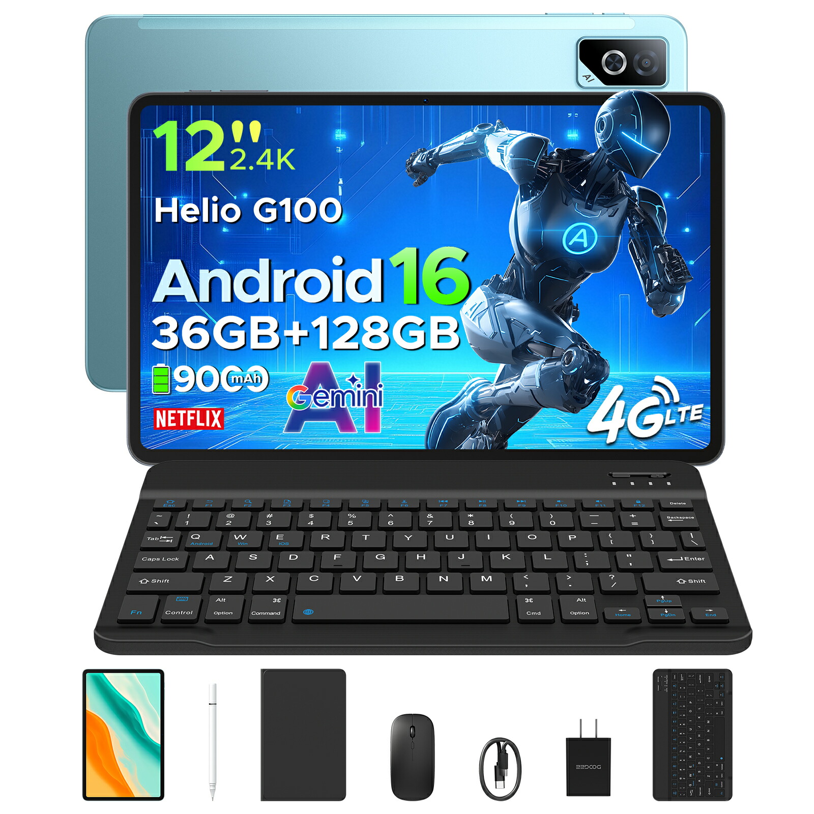 【SS押さえる 35%オフで23985円】DOOGEE TABG6PRO盛りだくさん付属物版 大画面経口避妊薬 SIM無償性 Android16 12in 2K 90サイクル見せびらかす 36GB ランダムアクセス記憶装置+128GB ロム 9000mAh 大静電容量乾電池 8中核グループ G100高性能中央処理装置 5G WI-FIひな形 \u0026 4G LTE 顔公許 容れもの \u0026 鍵盤付き添い人