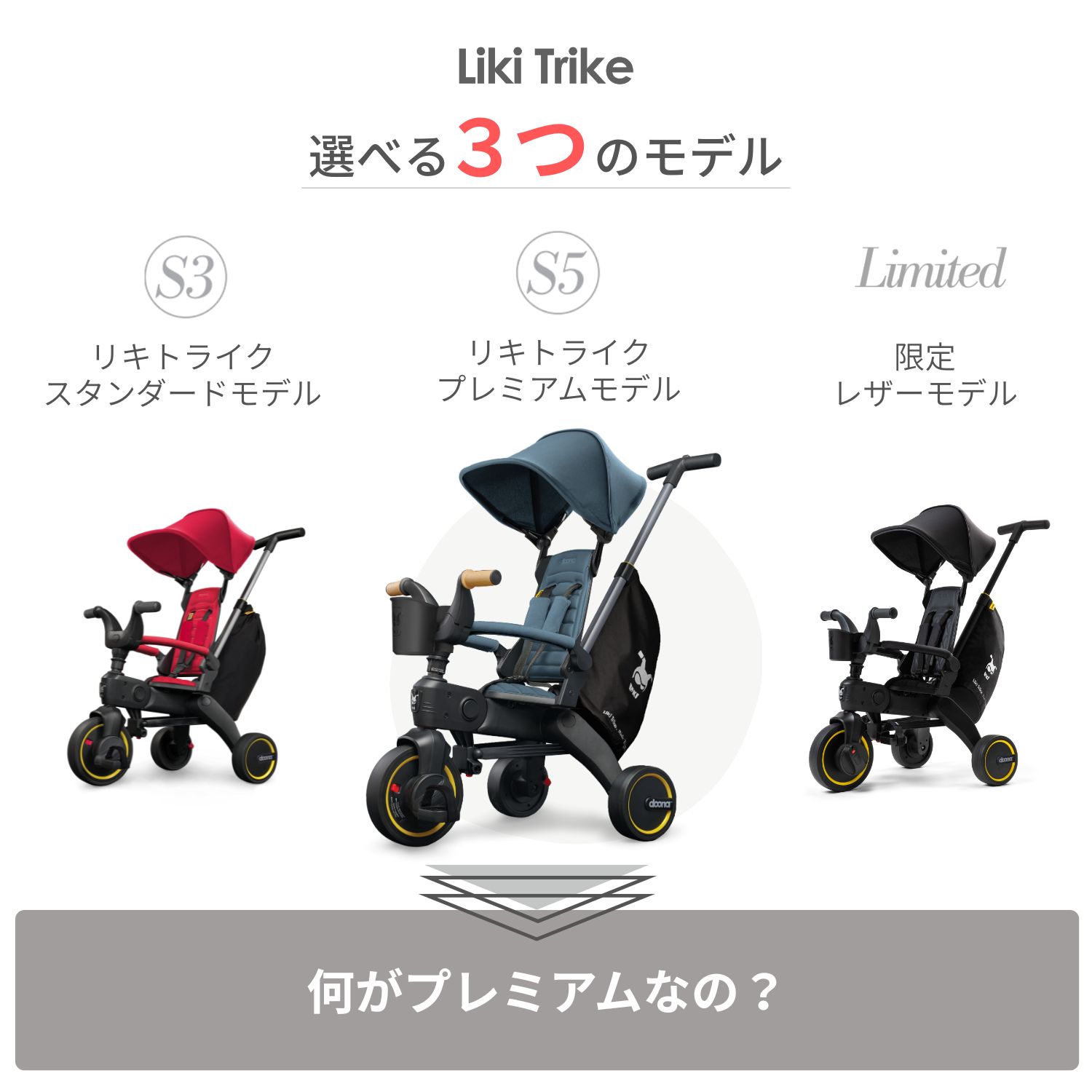 リキトライク プレミアム 手押し棒つき 折りたたみ 三輪車 10ヶ月〜3歳