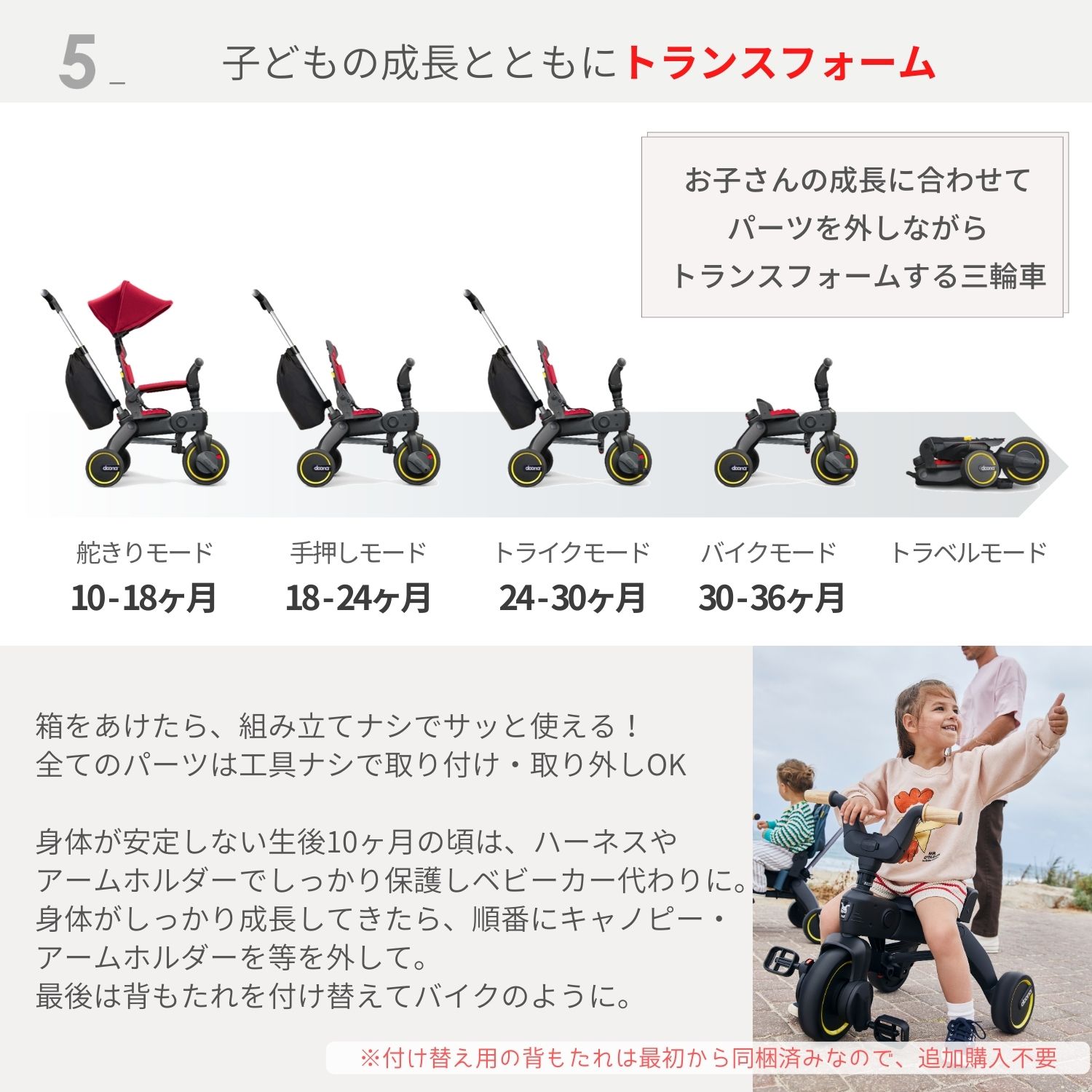 リキトライク 手押し棒つき 折りたたみ三輪車 10ヶ月〜3歳 セカンド リキトライク 手押し棒つき 折りたたみ三輪車 10ヶ月〜3歳 セカンド