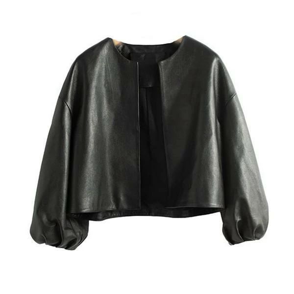前食い違い なめし革上衣 今めかしい レディース S-2XL 上衣 襟なし 上衣 長袖 遊撃手丈 ライダース 襟なし 羊革（シープスキン） ジレー 心地よい シープスキン 羽織り 秋冬 前掛け