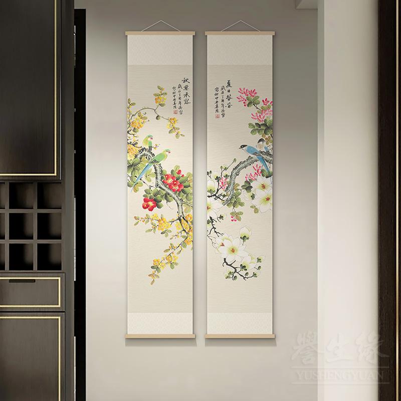 インテリア 書斎 プレゼント エレガント 花鳥 玄関 オシャレ 梅蘭竹菊 記念日 キャンバス 四君子 絵画 スリム 掛け軸 モダン 誕生日 チャイナ風 インクジェット 防水 床の間｜livemart
