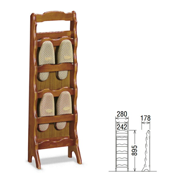 楽天市場】【中古】 カリモク スリッパラック 折りたたみ ナチュラル 4