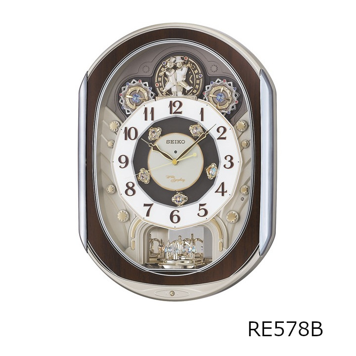 SEIKO（セイコー）毎正時のダイナミックなパフォーマンスが魅力シックなブラウンを基調としたカラーリングがモダンリビングにマッチするからくり時計　RE578B[電波クロック　沖縄・北海道配送不可]｜住まいと暮らしのドアーズ 26,862円