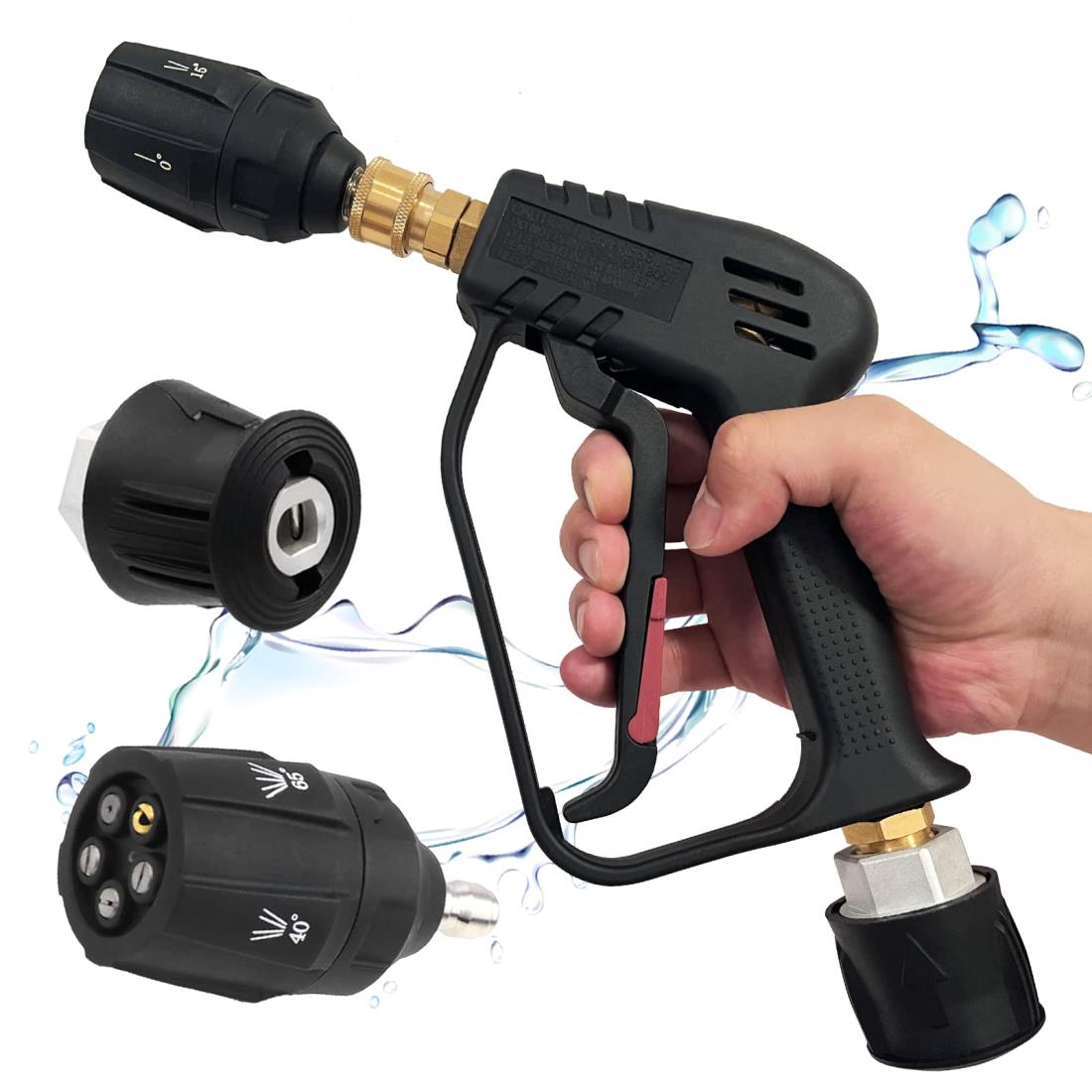 高圧洗浄ショートガン M22 14mm ノズルチップ5個 4000PSI Amazon | 高圧洗浄ショートガン M22 14mm フィッティング ノズル