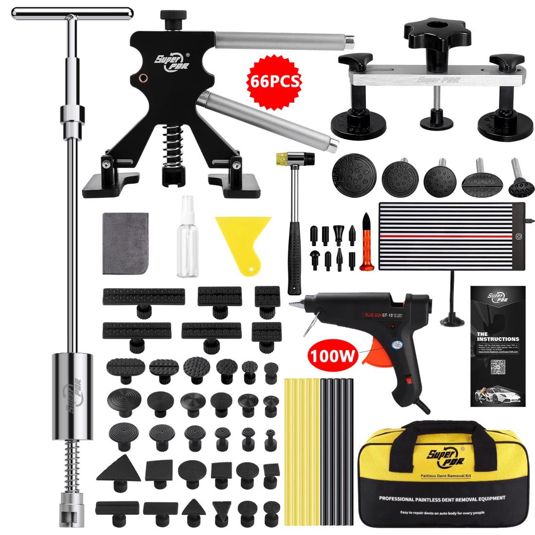 【楽天市場】PDR デントリペアツール 66PCS デントリペア 車へこみ修理 【LEDワイヤーボード付き】 デントリペアキット 車の凹み直し