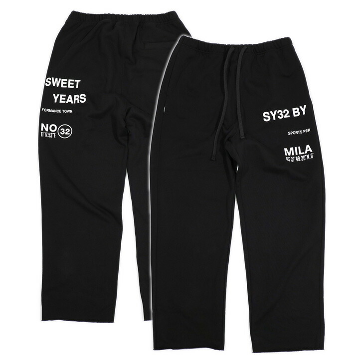 SY32 by SWEET YEARS スウェットパンツ　SEPARATE GRAPHIC CUT OFF PANTS 040017