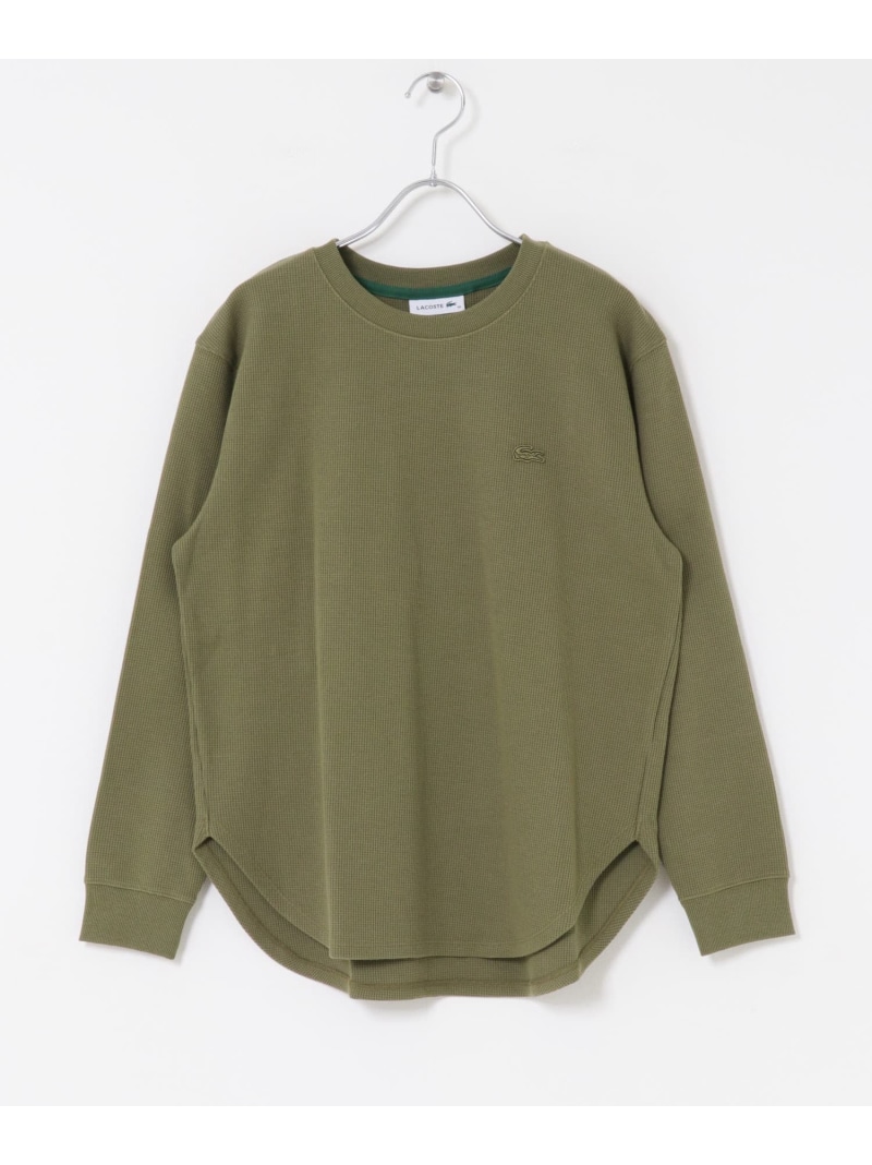 【SALE／30%OFF】LACOSTE ワッフルロングTシャツ URBAN RESEARCH DOORS アーバンリサーチドアーズ トップス カットソー・Tシャツ ブラック グリーン【RBA_E】【送料無料】[ Fashion]