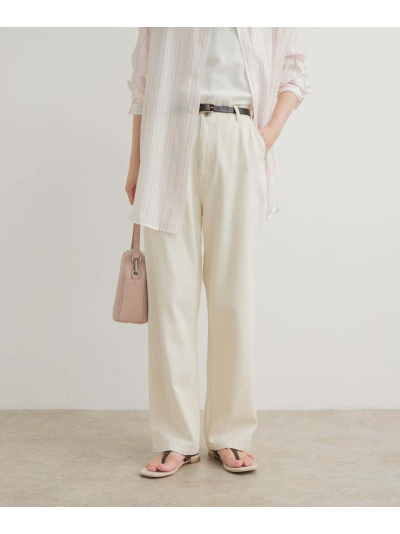 【SALE／10%OFF】デニムワイドパンツ URBAN RESEARCH DOORS アーバンリサーチドアーズ パンツ ジーンズ・デニムパンツ ネイビー ホワイト【RBA_E】【送料無料】[ Fashion]