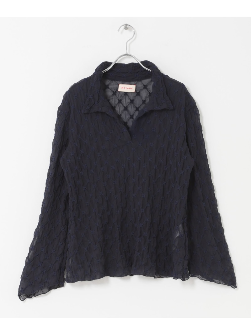 MEYAME LACE SKIPPER BLOUSE URBAN RESEARCH DOORS アーバンリサーチドアーズ トップス プルオーバー・トップ 米国海軍 黒いこと【貨物輸送無料】[ Fashion]