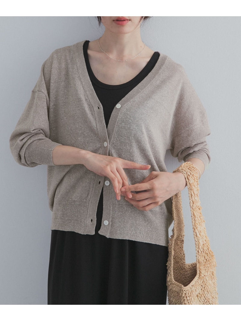 【SALE／10%OFF】リネン混Vネックショートカーディガン URBAN RESEARCH DOORS アーバンリサーチドアーズ トップス ジレー 米国海軍 ベージュ【RBA_E】【貨物輸送無料】[ Fashion]