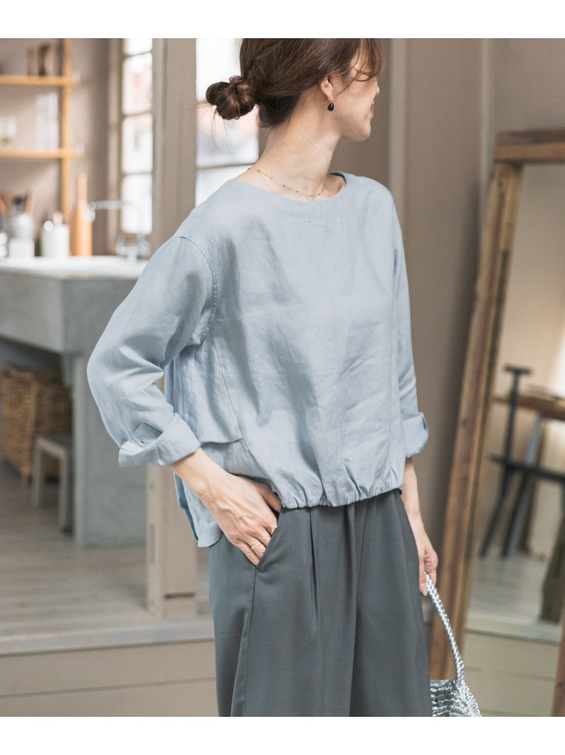 【SALE／10%OFF】リネンフロントギャザープルオーバー URBAN RESEARCH DOORS アーバンリサーチドアーズ トップス ティーシャツ・トップ 米国海軍【RBA_E】【貨物輸送無料】[ Fashion]