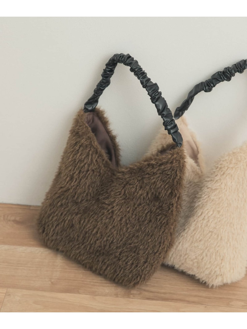 【SALE／30%OFF】ファーハンドルバッグ URBAN RESEARCH DOORS アーバンリサーチドアーズ バッグ トートバッグ ブラウン ホワイト【RBA_E】【送料無料】[ Fashion]