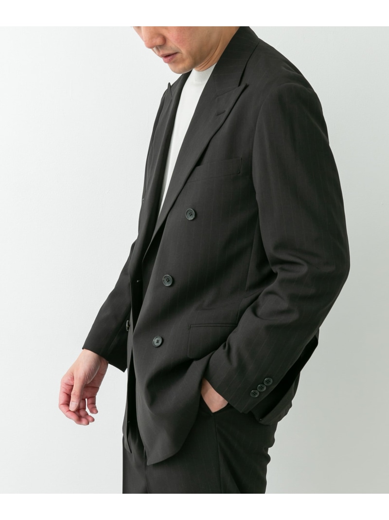 LIFE STYLE TAILOR TRABESTストライプダブルジャケット URBAN RESEARCH DOORS アーバンリサーチドアーズ ジャケット・アウター テーラードジャケット・ブレザー ブラック【送料無料】[ Fashion] 18,744円