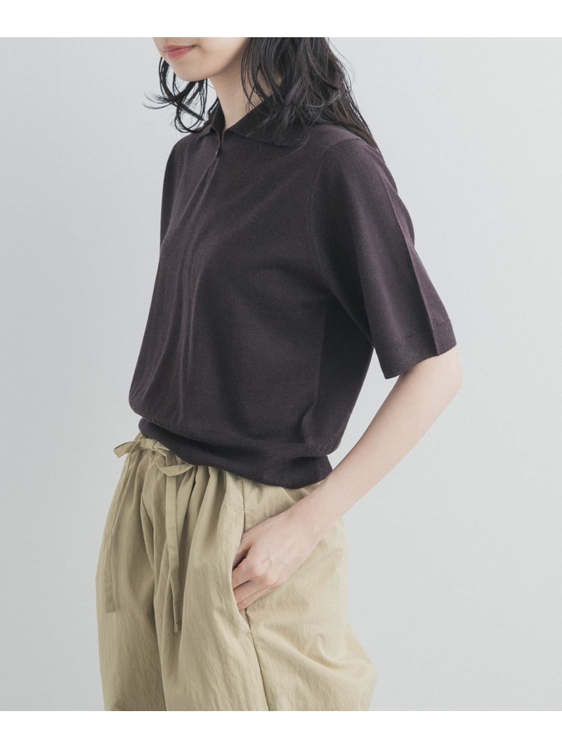 FUJI SILKCASHMERE SKIPPERPOLO URBAN RESEARCH DOORS アーバンリサーチドアーズ トップス ニット ホワイト ベージュ ブラウン【送料無料】[ Fashion]