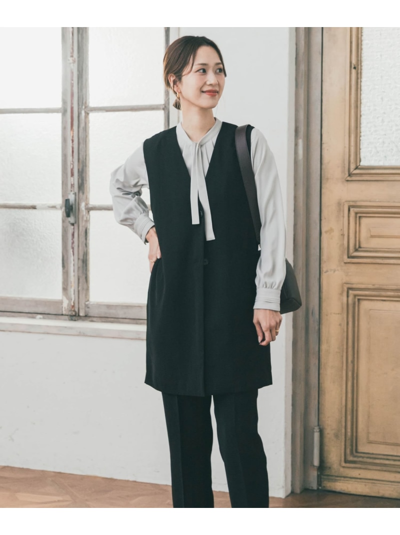 ロングジレベスト URBAN RESEARCH DOORS アーバンリサーチドアーズ トップス より良い・ジレ 黒いこと【貨物輸送無料】[ Fashion]