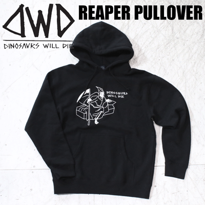 【DINOSAURS WILL DIE ダイナソーウィルダイ】REAPER PULLOVER -ユニセックス- カラー:BLACK/黒(ダイナソー スノーボード インナー スノボ パーカー プルオーバー)|dope snowboard shop