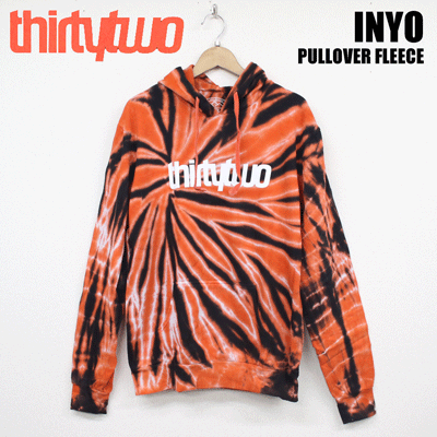 即積みだし！【THIRTYTWO/サーティーツー】INYO PULLOVER FLEECE 色つや:TANGELINE/タイダイ(サーティツー バートン スノーボード ティーシャツ パーカー)