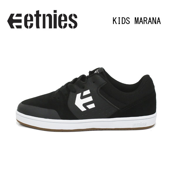【etnies エトニーズ】キッズ 赤ちゃん用 滑るシューズ KIDS MARANA  BLACK GUM WHITE (滑るゲーム盤 靴 skateboard スケボー スニーカー スケシュー 黒)912sk8