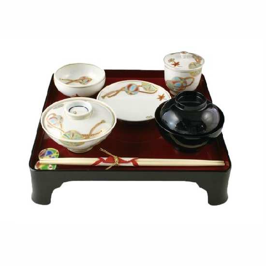 光抱窯 京焼・清水焼 すこやか(女の子)お食初めセット 8点セット 子供食器 お祝 記念品 日本製