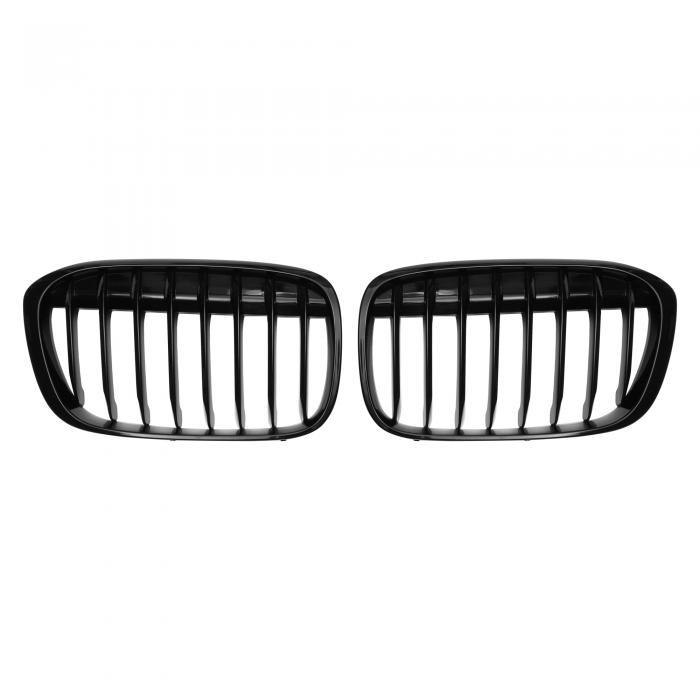 X AUTOHAUX BMWに対応 X1 F48 16-22用フロントフードバンパーグリルグリル51117383363/51117383364フロントバンパーキドニーグリルグリルシグナルスラットグロスブラック1ペア｜ドラゴンマーツ