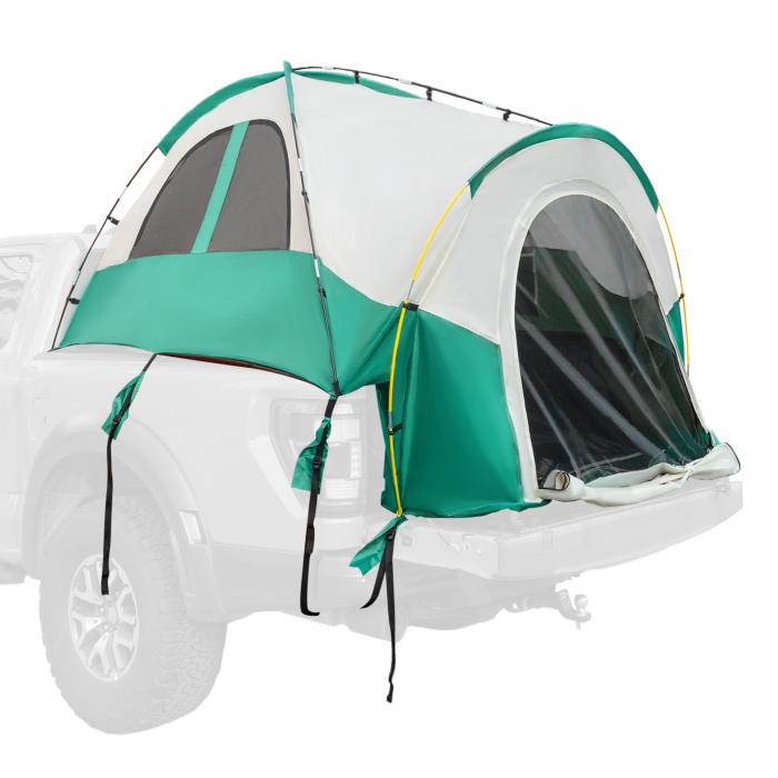 uxcell 1セットのトラ ックベッドテント 防水 5.5-5.8ft トラ ックテント ダブルレイヤー 2人用 ピックアップトラ ックキャンプ用テント 取り外し可能なオーニングとキャリーバッグ ベージュ ミドリ|ドラゴンマーツ
