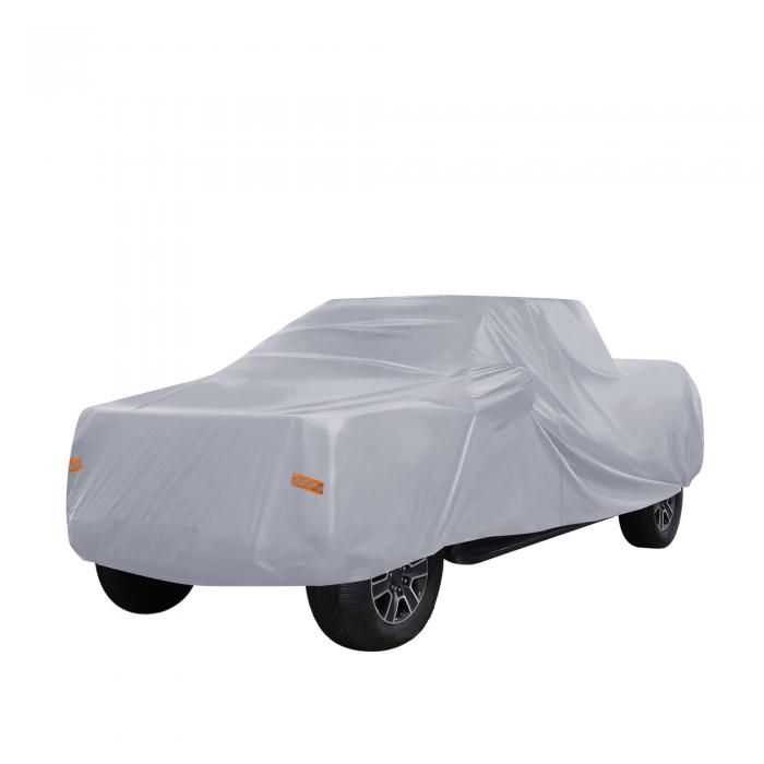 X AUTOHAUX 軽トラックカバー 自動車カバー ボディカバー カーカバー 雹対策 日焼け防止 梅雨対策 雪/強風/黄砂対策 運転席ドアジッパー付き190T PU Fordに対応 F150 Crew Cab Pickup 4 Doorに対応 グレー
