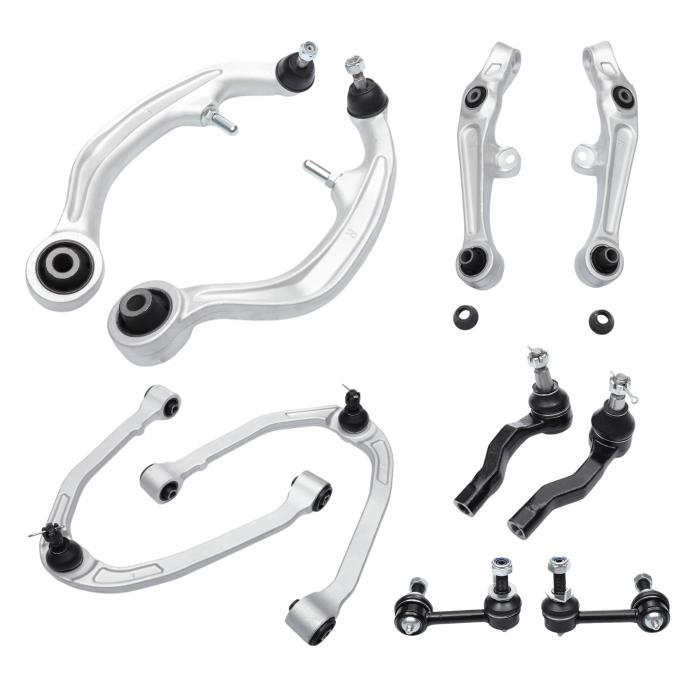 X AUTOHAUX 10個フロントサスペンションキットアッパーコントロールアームアウタータイロッドエンドフロントタイロッドエンドNissanに対応350Z 2003-2009