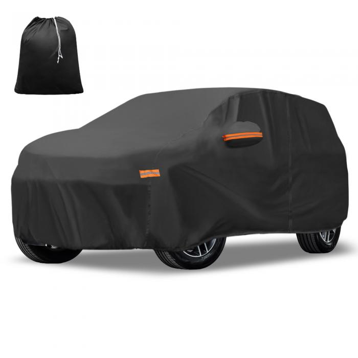 X AUTOHAUX カーカバー 210D-PUオックスフォード アウトドア フルカーカバー 自動車カバー ボディカバー カーカバー 防水性アップ 雹対策 日焼け防止 梅雨対策 防炎 防塵 雪/強風/黄砂対策 ドライバードアジッパー付き 黒い