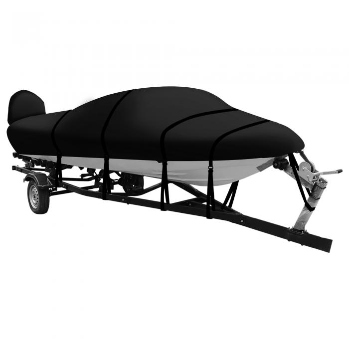 X AUTOHAUX トレーラブルボートカバー 600DマリングレードPUライニング防水UV耐性バスボートカバー ベイライナー三胴フィッシングランナバウトボート 14-6ft ブラック 幅最大90\