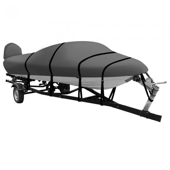 X AUTOHAUX トレーラブルボートカバー 600D米国海兵隊員評価PU上張り雨合羽UV抵抗性2階建てバス短艇取りまかなう ベイラインドライブ三胴フィッシングランナバウトボート 14-6フィート ともし火薄墨色 幅最大限度90in