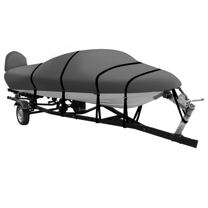 X AUTOHAUX トレーラブルボートカバー 600DマリングレードPUライニング防水UV耐性バスボートカバー ベイライナー三胴フィッシングランナバウトボート 23-24ft ライトグレー 幅最大102\