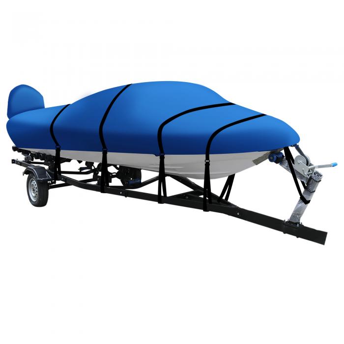 X AUTOHAUX トレーラブルボートカバー 600DマリングレードPUライニング防水UV耐性バスボートカバー ベイライナー三胴フィッシングランナバウトボート 20-22ft ブルー 幅最大100\