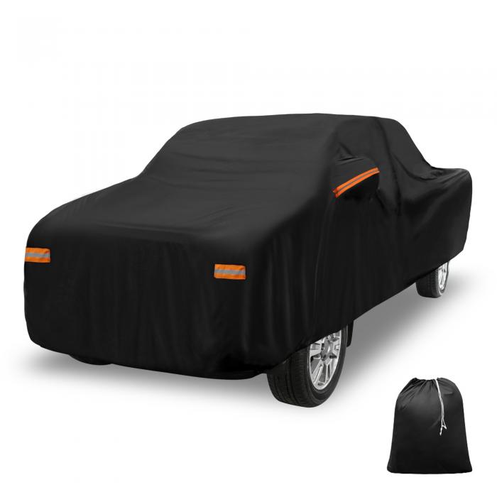 X AUTOHAUX 210D-PU カー Toyotaに対応タコマ用 ドライバードアジッパー付き 580x200x170cm 自動車カバー ボディカバー カーカバー 防水性アップ 雹対策 日焼け防止 梅雨対策 防炎 防塵 雪/強風/黄砂対策 ブラック