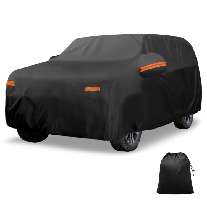 X AUTOHAUX kiaに対応・テルライド用のカーカバー 210D-PU 自動車カバー ボディカバー カーカバー 防水性アップ 雹対策 日焼け防止 梅雨対策 防炎 防塵 雪/強風/黄砂対策日雨雪保護 ドライバードアジッパー付き ブラック