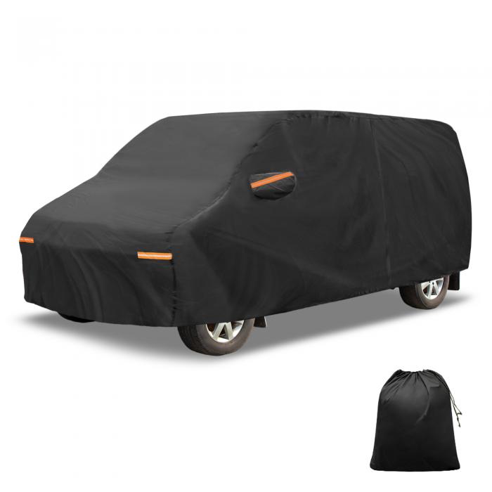 X AUTOHAUX Fordに対応トランジット用カーカバー アルミフィルム アウトドア フルカーカバー 自動車カバー ボディカバー カーカバー 防水性アップ 日焼け防止 梅雨対策 防炎 防塵 雪/強風/黄砂対策 防雨 ドライバードアジッパー ブラック