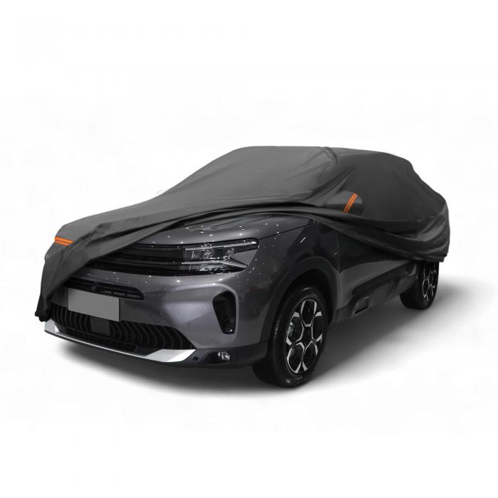 X AUTOHAUX シトロエンに対応C5エアク ロス2018-2023用の車カバーPEVAスパンレース綿 自動車カバー ボディカバー カーカバー 防水性アップ 雹対策 日焼け防止 梅雨対策 防炎 防塵 雪/強風/黄砂対策 乗客用ドアジッパー ブラック