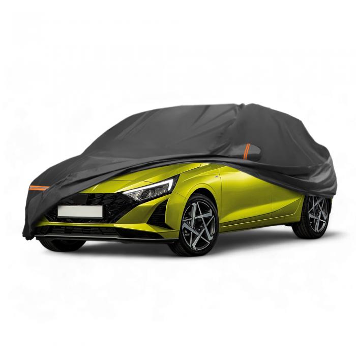 X AUTOHAUX ヒュンダイに対応I20 2014-2021用の車カバーPEVAスパンレース綿 自動車カバー ボディカバー カーカバー 防水性アップ 雹対策 日焼け防止 梅雨対策 防炎 防塵 雪/強風/黄砂対策 乗客用ドアジッパー ブラック