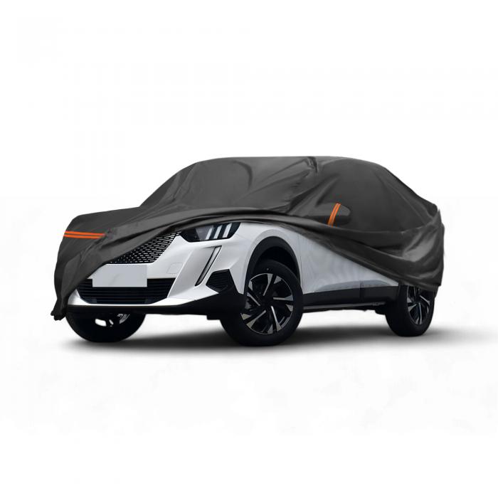 X AUTOHAUX プジョーに対応2008 II 2019-2023用の車カバー PEVAスパンレース綿 自動車カバー ボディカバー カーカバー 防水性アップ 雹対策 日焼け防止 梅雨対策 防炎 防塵 雪/強風/黄砂対策 乗客用ドアジッパー ブラック