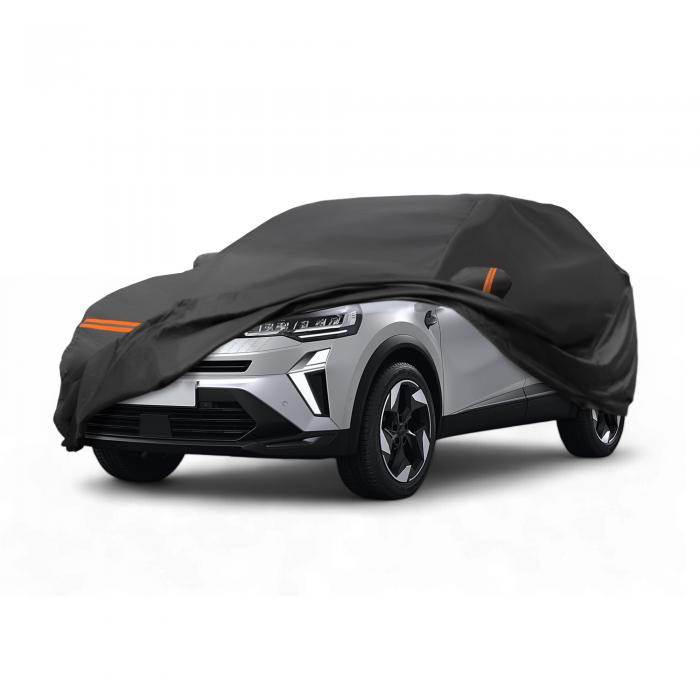 X AUTOHAUX Renaultに対応キャプチャーII 2019-2024用の車カバー PEVAスパンレース綿 自動車カバー ボディカバー カーカバー 防水 雹対策 日焼け防止 梅雨対策 防炎 防塵 雪/強風/黄砂対策 乗客用ドアジッパー ブラック