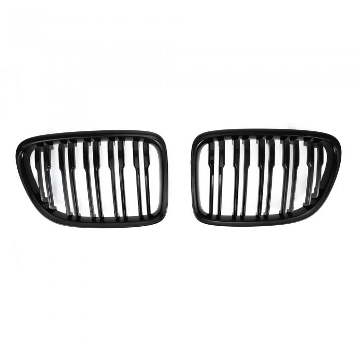 X AUTOHAUX BMWに対応 X1 E84 2009-2015用フロントフードバンパーグリルグリル51112993305/51112993306フロントバンパーキドニーグリルグリルダブルスラットグロスブラック1ペア