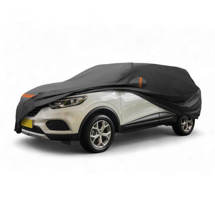 X AUTOHAUX Renaultに対応カジャール2015-2021用の車カバーPEVAスパンレース綿 自動車カバー ボディカバー カーカバー 防水性アップ 雹対策 日焼け防止 梅雨対策 防炎 防塵 雪/強風/黄砂対策 乗客用ドアジッパー ブラック