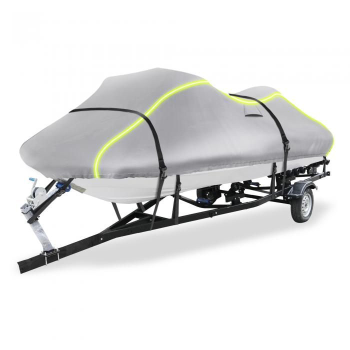 X AUTOHAUX ジェットスキーカバー（1シーター用） 300Dデューティーオックスフォード アンチUV防水 トレーラブルPWCカバー Yamahaに対応 Kawa sakiに対応用 2つのエアベント10本のストラップ シルバートーン