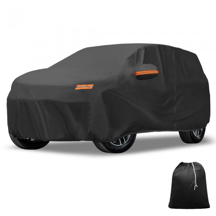X AUTOHAUX Fordに対応エクスプローラー用カーカバー アルミフィルム 自動車カバー ボディカバー カーカバー 防水性アップ 雹対策 日焼け防止 梅雨対策 防炎 防塵 雪/強風/黄砂対策日光雨雪保護 ドライバードアジッパー付き ブラック