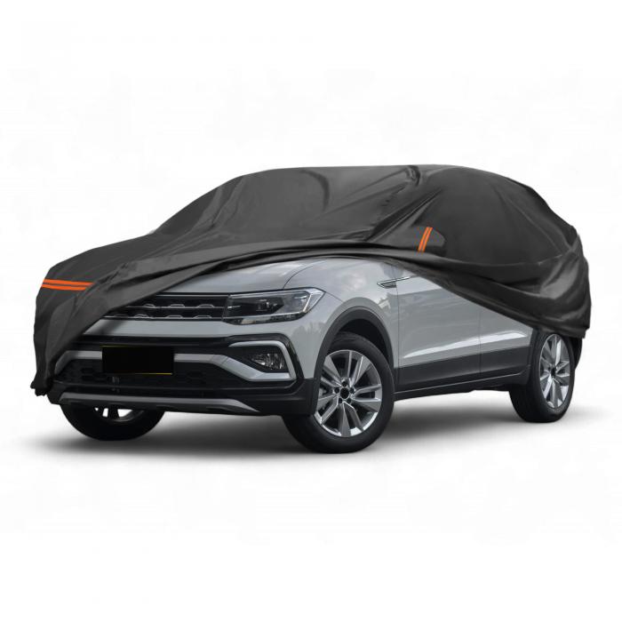 X AUTOHAUX 2018-2024年用VWに対応 T-Cross用カーカバーPEVAスパンレース綿 自動車カバー ボディカバー カーカバー 防水性アップ 雹対策 日焼け防止 梅雨対策 防炎 防塵 雪/強風/黄砂対策 乗客用ドアジッパー ブラック